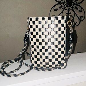 Tiny Adorable Black and White Checkered Crossbody Bag